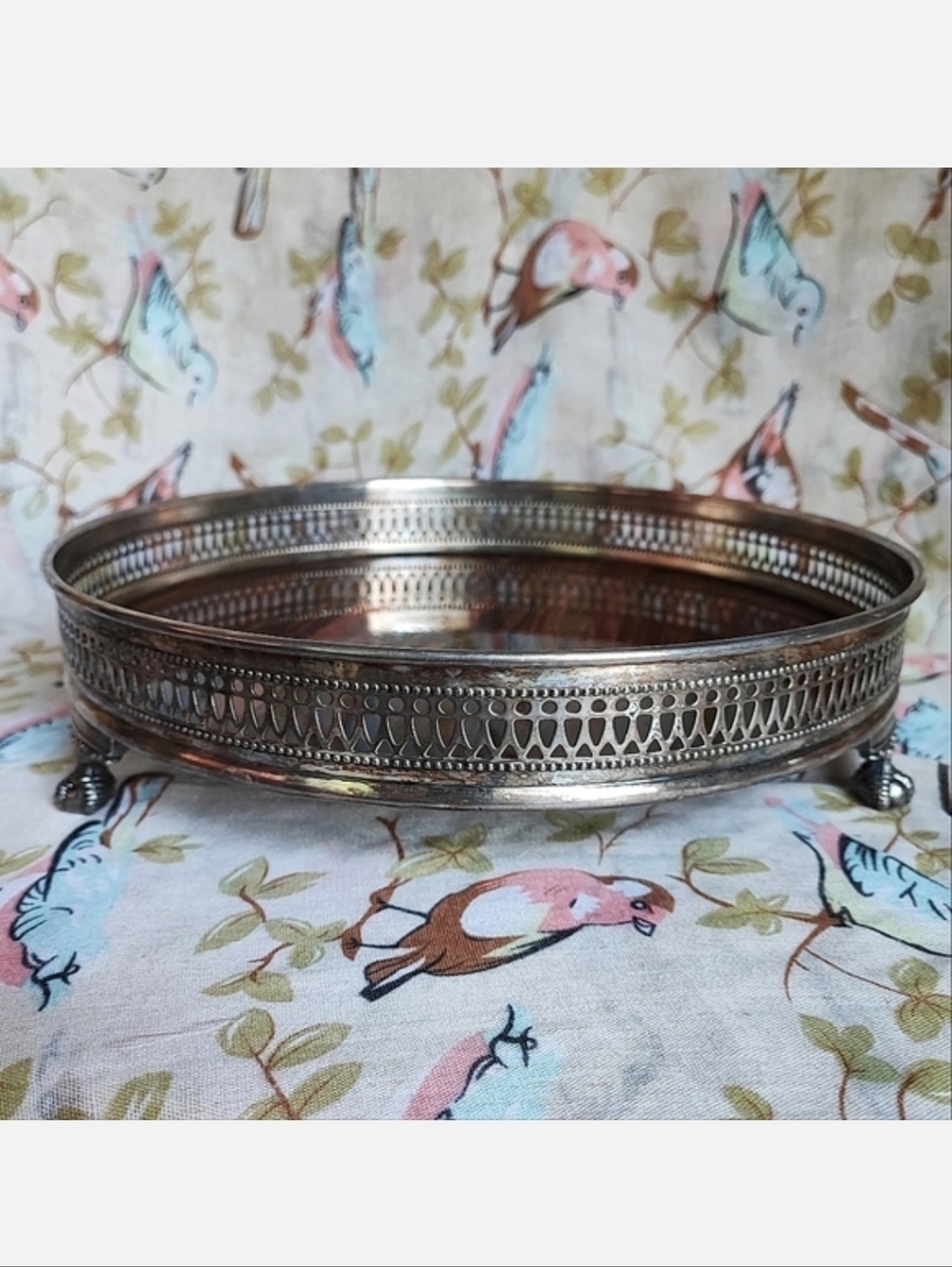 Vintage Sheffield Silver Plated Wood Grain Formica Bar Cocktail Tray MCM Vintage